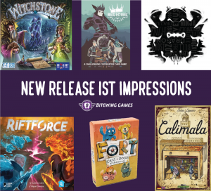Candid Cardboard: 1st Impressions of Witchstone, Riftforce, Rorschach, Regicide, Fort: Cats & Dogs expansion, Calimala.